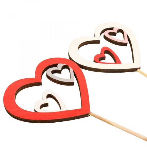 daiktų Gėlių kamštis Valentino dienos dekoratyvinis kamštukas širdelė raudona 7cm 12 vnt