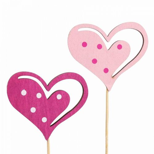 daiktų Gėlių kamšteliai Motinos dienai dekoratyviniai kamšteliai širdelė rožinė 7cm 12 vnt