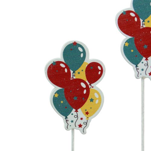 daiktų Gėlių kamštelių puokštė dekoratyviniai torto viršaus balionai spalvingi 26cm 15 vnt