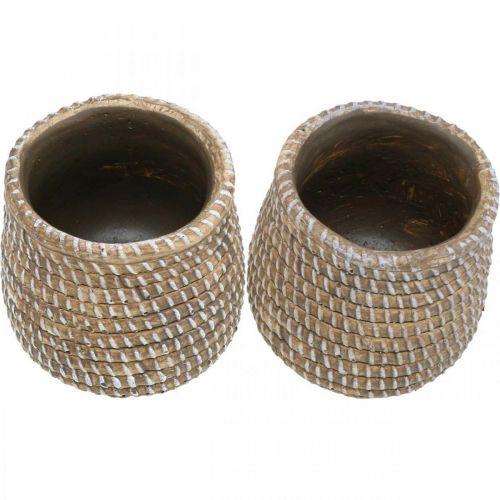 Floristik24 Boho gėlių vazonas pintas look vazonas keraminis Ø6cm H7.5cm 4vnt