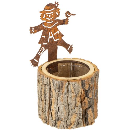 Floristik24 Medinis gėlių vazonas-sodas, kaliausė, rūdys, aukštis 24,5 cm