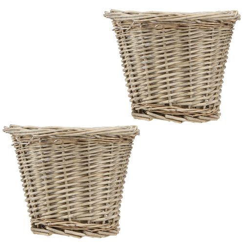 daiktų Gėlių vazono krepšelis gluosnis natūraliai pilkas baltas Ø20cm H16cm 2vnt
