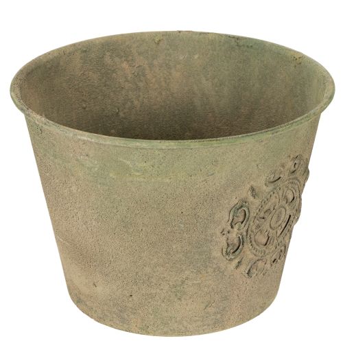 daiktų Metalinis gėlių vazonas, žalias, vintažinis, Ø22cm–13,5cm, 3 vnt. rinkinys