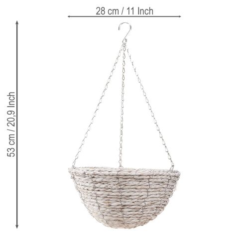 daiktų Vazonas pakabinamas šiaudelis natūralus baltas Ø28cm H15cm 2vnt
