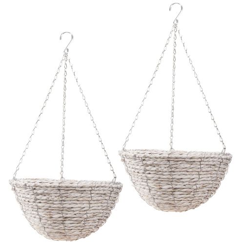 daiktų Vazonas pakabinamas šiaudelis natūralus baltas Ø28cm H15cm 2vnt