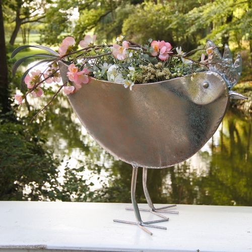 daiktų Gėlių vazonas Chicken Metal Bird Metallic Rosé 51×16×37cm