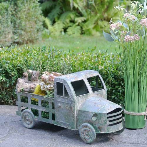 daiktų Gėlių vazonas sunkvežimis cinko pilka, žalia 42 × 17,5 × 19,5 cm
