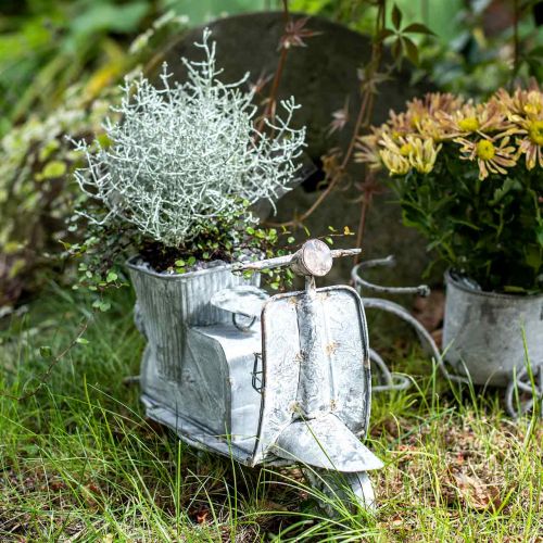 Floristik24 Gėlių vazono paspirtukas metalinis vintažinis baltas skalbtas 35×12×23cm