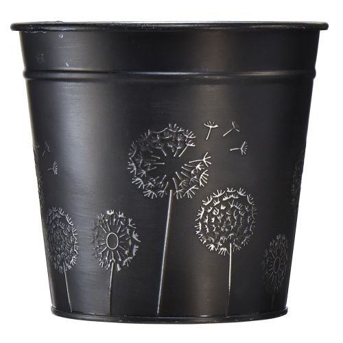 daiktų Gėlių vazonas juodas sidabrinis vazonas metalinis Ø12,5cm H11,5cm