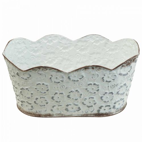 Floristik24 Augalų dubuo baltas metalinis vazonėlis 26×14×12,5 cm