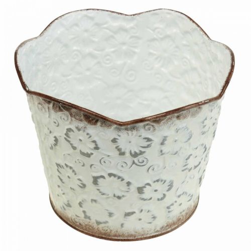 Floristik24 Gėlių vazonas baltas metalinis vazonas, Ø16 cm H12,5 cm
