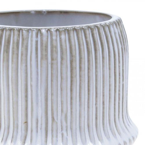 Floristik24 Gėlių vazonas keraminis vazonas su grioveliais baltas Ø12cm H10,5cm