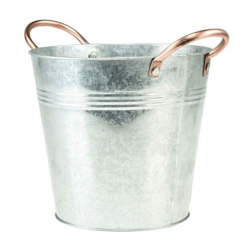 Floristik24 Gėlių vazonas su rankenomis metalinis dekoratyvinis kibiras Ø16cm H15cm