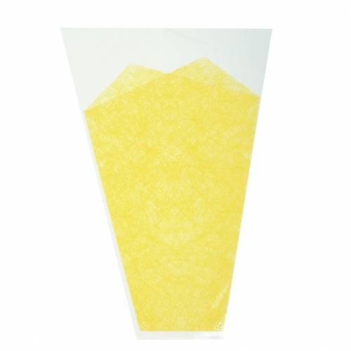 daiktų Gėlių maišelis džiuto raštas geltonas L36cm P25cm - 12cm 50psl