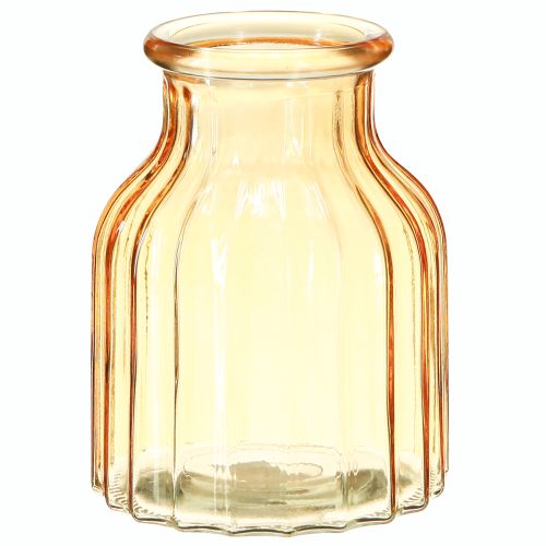 Gėlių vaza stiklinė oranžinė retro dizaino Ø11cm H14.5cm 2vnt