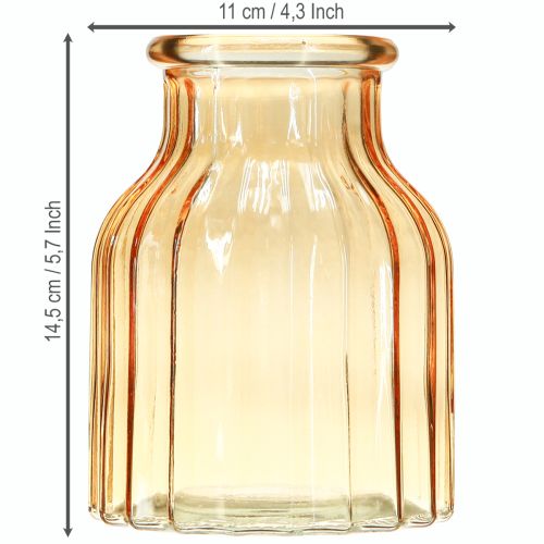 daiktų Gėlių vaza stiklinė oranžinė retro dizaino Ø11cm H14.5cm 2vnt