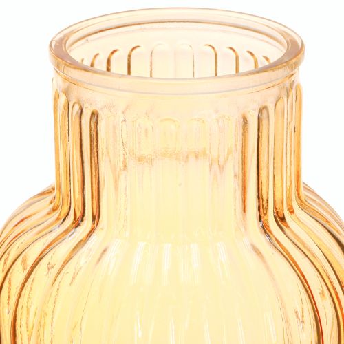 daiktų Gėlių vazos stiklas oranžiniais retro grioveliais Ø13,5cm H20cm