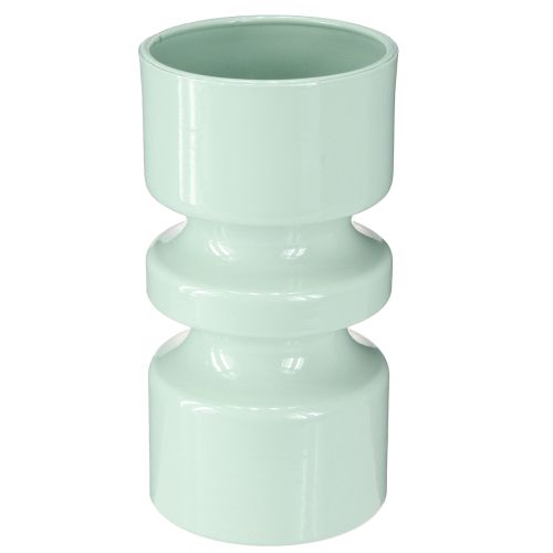 Floristik24 Gėlių vaza Metalinė mėtų žalia emalio spalva Ø9cm H17,5cm