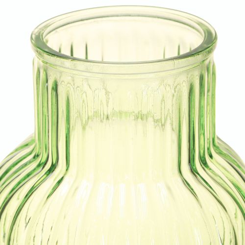 daiktų Gėlių vaza retro žalio stiklo vazos grioveliai Ø13,5cm H20cm