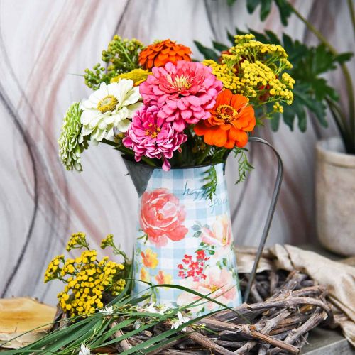 Gėlių vaza Deco ąsotis metalinis vintažinis sodo dekoravimo sodintuvas H23cm