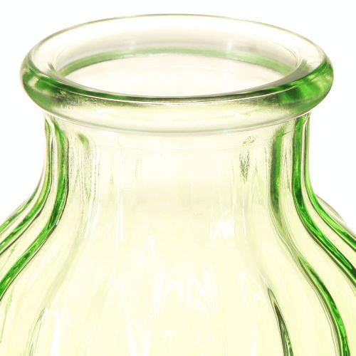 daiktų Gėlių vazos žalia stiklo dekoracija retro Ø11cm H14,5cm 2vnt
