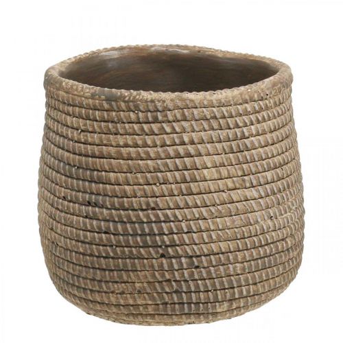 Floristik24 Boho gėlių vazonas pinto rašto vazonas keraminis Ø12cm H14cm 2vnt