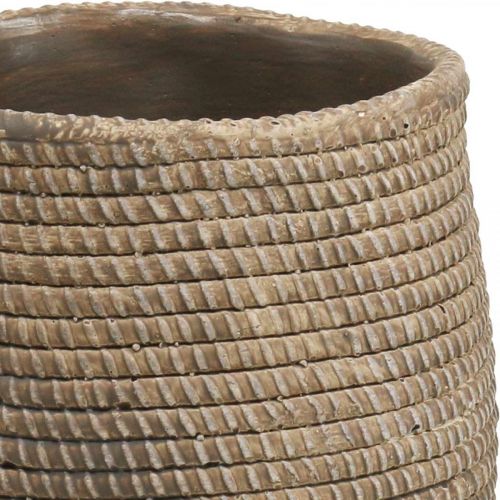 Floristik24 Boho gėlių vazonas pinto rašto vazonas keraminis Ø12cm H14cm 2vnt