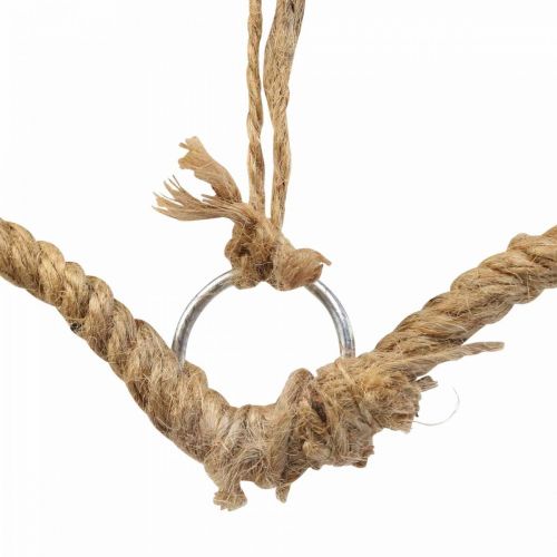 Floristik24 Boho stiliaus, širdies metalinis žiedas dekoratyvinis žiedas džiuto kaspinas P33cm 3vnt