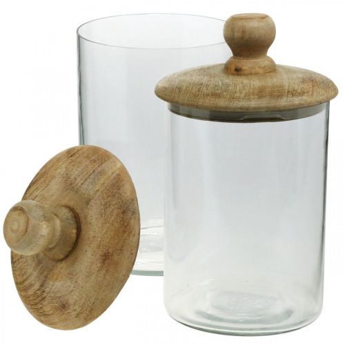 Floristik24 Stiklinis indas su dangteliu, bonboniere, stiklinis indelis naturalios spalvos, skaidrus Ø11cm H19cm 2vnt.