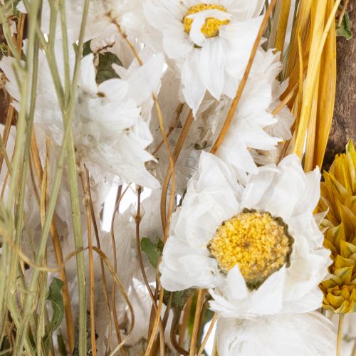 daiktų Džiovintų gėlių puokštė su rožėmis, pagaminta iš sola medienos. Elegantiška puokštė natūraliam namų dekoravimui. 50 cm.