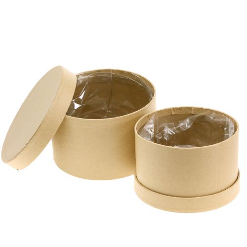 Floristik24 Dėžutė apvali gėlių dėžutė gamta Ø14 / 16cm 2vnt
