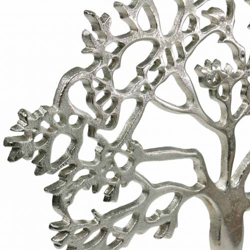 daiktų Metalinis medis, dekoratyvinis bukas ant medinio pagrindo, sidabro metalo apdaila, gyvybės medis, mango mediena