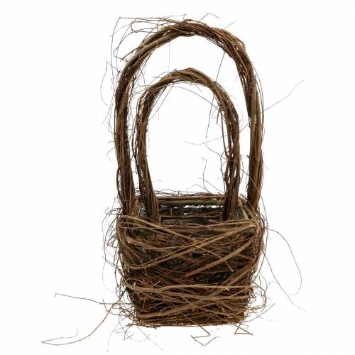 Floristik24 Dekoratyvinis pintas krepšelis su rankena Velykinis krepšelis rudas H36,5cm H45cm rinkinys 2 vnt