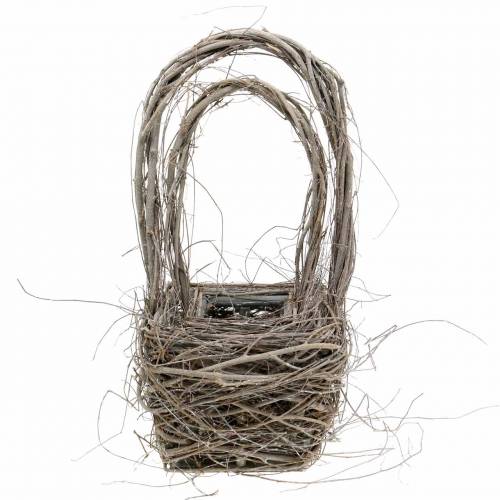 Floristik24 Dekoratyvinis pintas krepšelis su rankena natūrali H36,5cm H45cm rinkinys 2 vnt