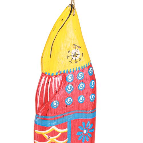daiktų Spalvinga medinė žuvytės puošmena pakabinti raudonai mėlynai asorti 38cm 2vnt