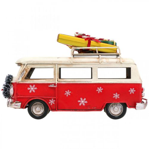 Floristik24 Kalėdų puošmena Automobilis Kalėdinis autobusas Vintage autobusas Raudonas L17cm
