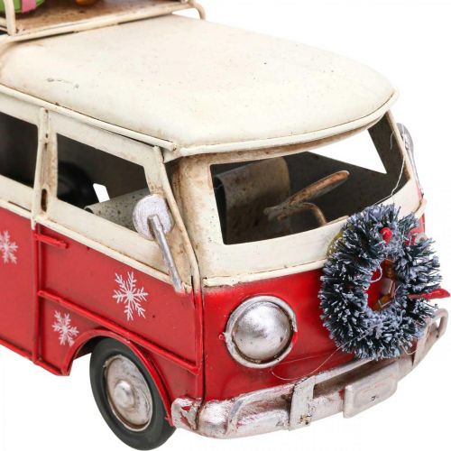 Floristik24 Kalėdų puošmena Automobilis Kalėdinis autobusas Vintage autobusas Raudonas L17cm