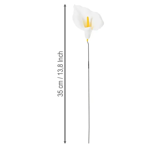 Dirbtinė kalija su geltonais kuokeliais, dekoratyviniais žiedais, 35 cm, 10 vnt. | Floristik24.lt
