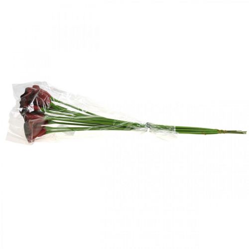 daiktų Calla red bordo dirbtinės gėlės kekėje 57cm 12 vnt