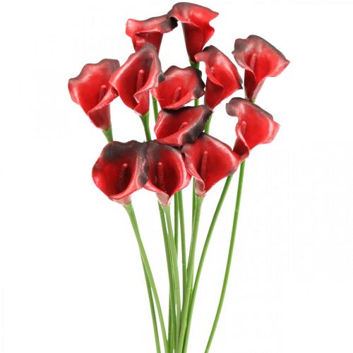 Floristik24 Calla red bordo dirbtinės gėlės kekėje 57cm 12vnt