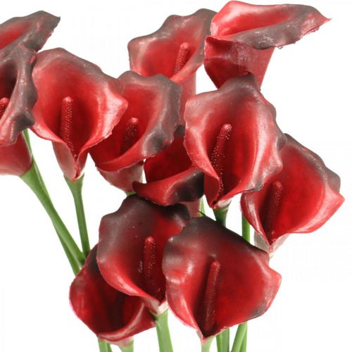 Calla red bordo dirbtinės gėlės kekėje 57cm 12vnt