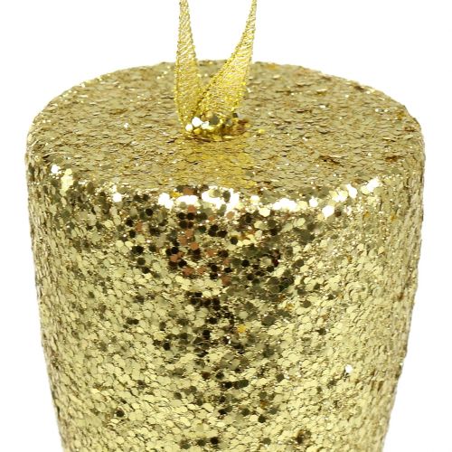 Kabykla šampano taurė šviesaus aukso blizgučiai 15cm Naujųjų ir Kalėdų išvakarėse