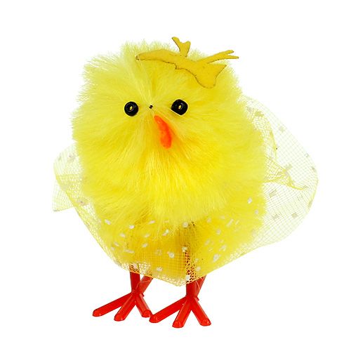 Floristik24 Šeniliniai jaunikliai su suknele, lankelis 5cm geltona 4 vnt