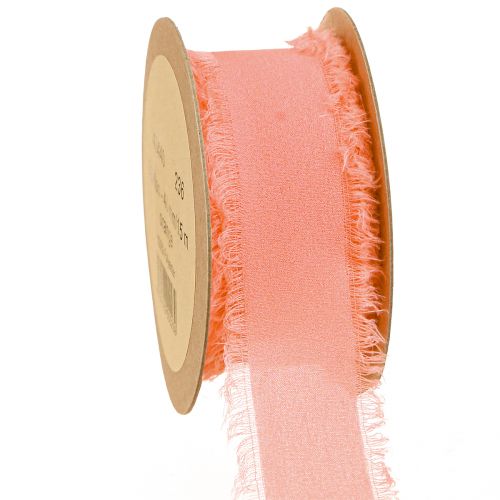 Floristik24 Šifono juostelė oranžinė pastelinė audinio juostelės kutais 40mm 15m