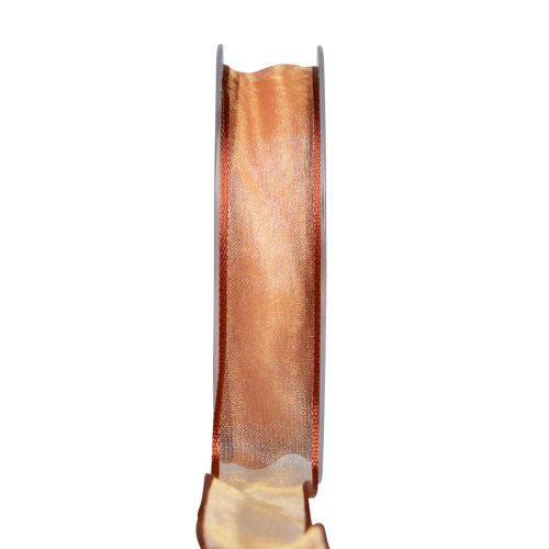 Floristik24 Šifono juostelė organza juostelė organza oranžinė 15mm 20m