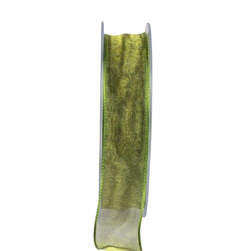 Šifono juostelė organzos juostelė dekoratyvinė juostelė organza žalia 15mm 20m