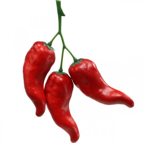 Raudonųjų čili pipirų deko maisto manekenas 9cm 3vnt ant šakos