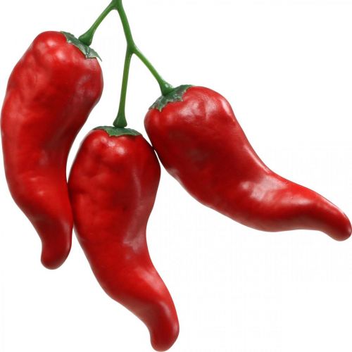 Raudonųjų čili pipirų deko maisto manekenas 9cm 3vnt ant šakos