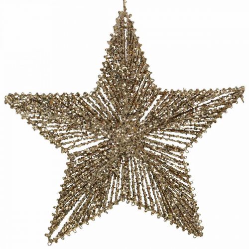 Kalėdų eglutės papuošimai, Advento papuošimai, žvaigždučių pakabukai auksiniai W30cm 4vnt