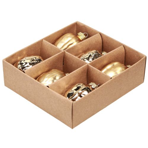 daiktų Eglutės papuošimai Kalėdinis auksinis riešutas 3x6cm 6 vnt